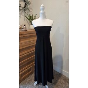 J.B.S. Ltd. Strapless Maxi Dress Empire Waist Black Minimalist 90s Style Size M